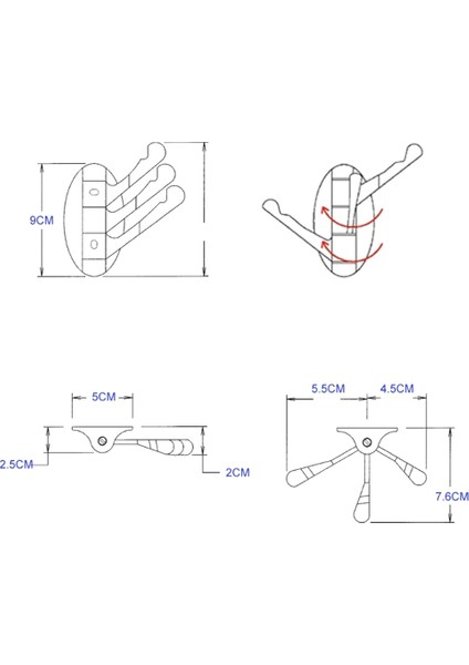 Döner Kanca Katı Metal Katlanabilir Havlu Kancası Döner Kol Salıncak Kolu Üçlü Ceket Kanca Askısı Duvara Monte (Yurt Dışından) fiyatları