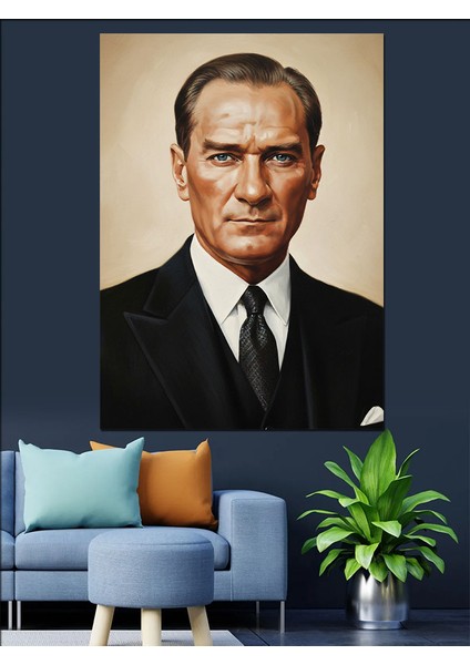 Mustafa Kemal Atatürk Portresi Dekoratif Kanvas - Mdf Ahşap Tablo fırsatları