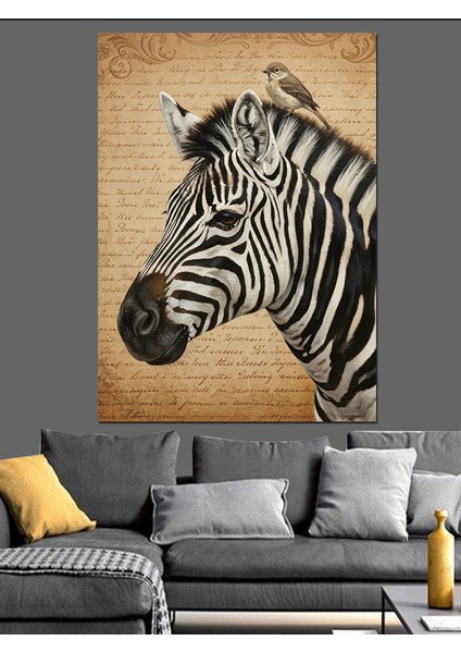 Siyah Beyaz Zebra Portresi Dekoratif Kanvas - Mdf Ahşap Tablo fiyatları