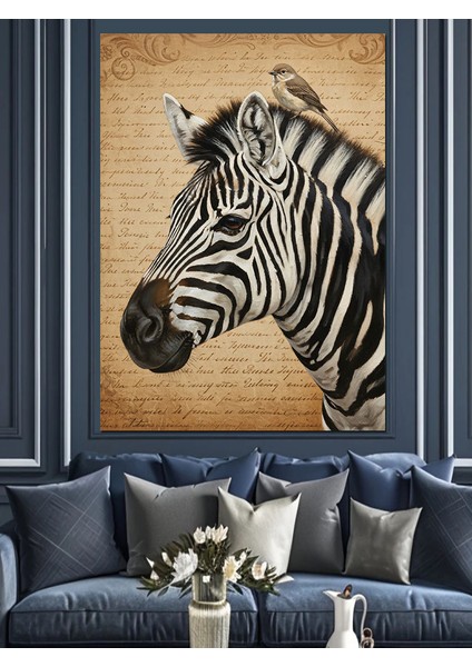 Siyah Beyaz Zebra Portresi Dekoratif Kanvas - Mdf Ahşap Tablo modelleri