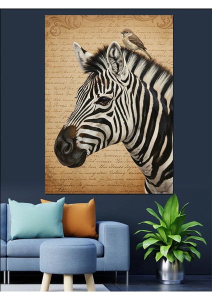 Siyah Beyaz Zebra Portresi Dekoratif Kanvas - Mdf Ahşap Tablo fırsatları