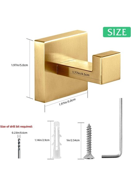 Havlu Kancaları Bornoz Kanca Kapak Kancası Paslanmaz Çelik Ağır Hizmet Banyolar Kare Kanca Duvarı Banyo Için Monte Edilmiş 2 Paket (Yurt Dışından) indirimleri