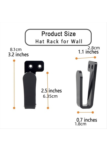 3 Çift Şapka Rafı Şapka Kancaları Duvar Şapkası Tutucu Şapka Ekran Güçlü Şapka Askısı Braketi Siyah (Yurt Dışından) fiyatları