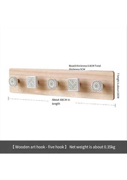 Duvara Monte Palto Rafı Giriş Yolu Asılı Ceket Rafı Ceket Eşarp Torba Havlu Için 5 Kanca Rayı ile Ahşap Ceket Rafı (Yurt Dışından) fiyatları
