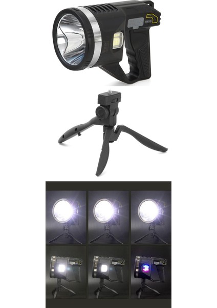 Şarjlı Dev Boy El Feneri Tripod Ayaklı Parlak LED El Lambası Kamp, Av ve Güvenlik Için Ideal