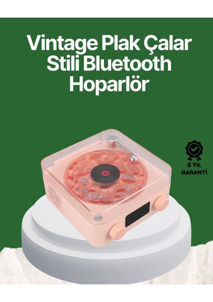 Vintage Tarz Bluetooth Hoparlör – Gece Işığı ve Zaman Göstergeli