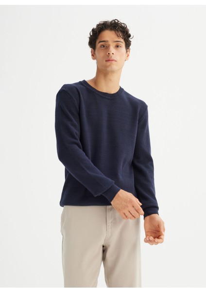 Bisiklet Yaka Regular Fit Lacivert Erkek Kazak L2520373410 Lacivert Kazak modelleri