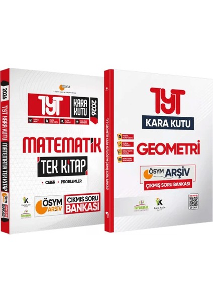 2026 YKS TYT ÖSYM Kara Kutu Matematik TEK KİTAP ve Geometri ÖSYM Çıkmış Soru Bankası 2lİ SET Özetli