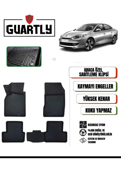 Renault Fluence 2009 ve Sonrası Uyumlu Araca Özel Premium 4d Havuzlu Oto Paspas Takımı