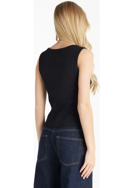 Kare Yaka Düz Siyah Kadın Atlet TBWRTS1086 fırsatları