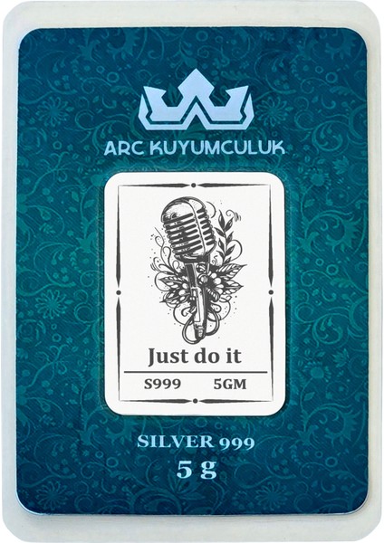 999 Ayar Gümüş ile Tasarlanmış Müzik Temalı Mikrofon Motifli Hediyeye Özel 5 Gram Gümüş Külçesi-747
