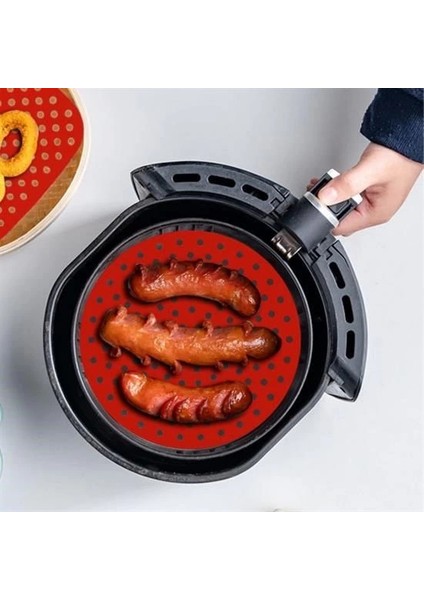 Bx Renkli Isıya Dayanıklı Yıkanılabilir Silikon Fırın ve Airfryer Yuvarlak Pişirme Matı 23 cm modelleri