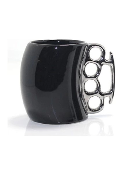 Porselen Muşta Tasarımlı Kupa Bardak Siyah