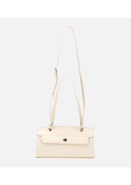 03CAH316340A400 KADIN Deri Ekru Kilit Detaylı Omuz Çantası fiyatları