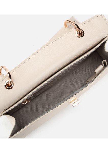 03CAH316340A400 KADIN Deri Ekru Kilit Detaylı Omuz Çantası