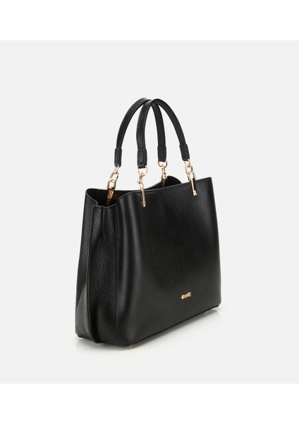 03CAH316700A100 KADIN Deri Siyah Fermuarlı Omuz Çantası fırsatları