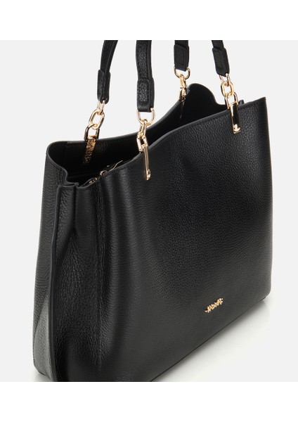 03CAH316700A100 KADIN Deri Siyah Fermuarlı Omuz Çantası indirimleri