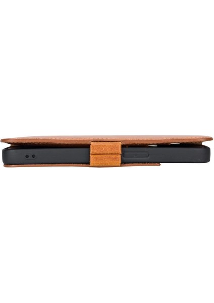 Apple iPhone 13 Pro Uyumlu Deri Cüzdanlı Kılıf Karamel fırsatları