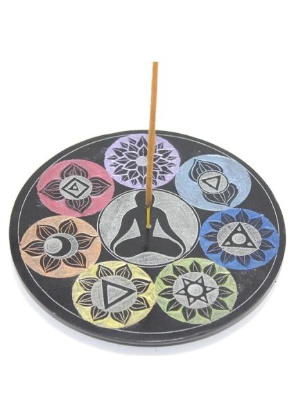 Obsidian Taşı 7 Çakra (Chakra) Tasarımı Tütsülük