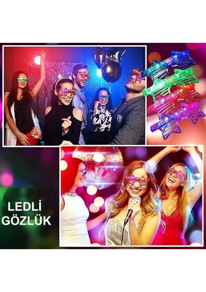 Ledli Yıldız Parti Gözlüğü 6 Renk 12 Adet fırsatları