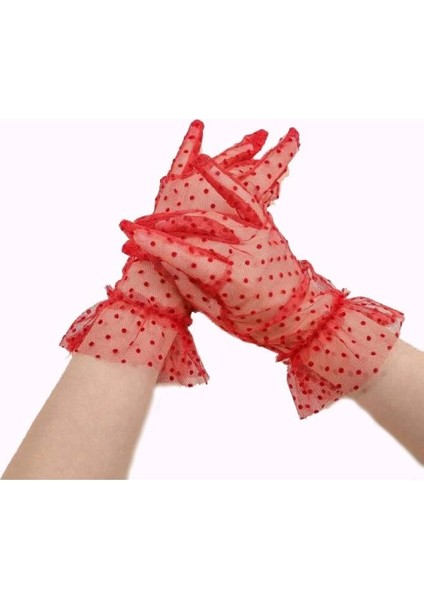 Kısa Boy Likralı Güpürlü Yetişkin Tül Eldiven fiyatları