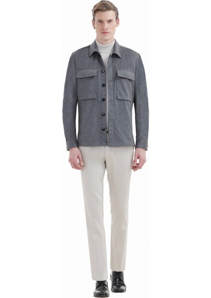 Gri Düz Regular Fit Dokuma %100 Kaşmir Overshırt fiyatları