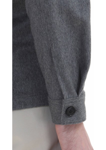Gri Düz Regular Fit Dokuma %100 Kaşmir Overshırt fırsatları