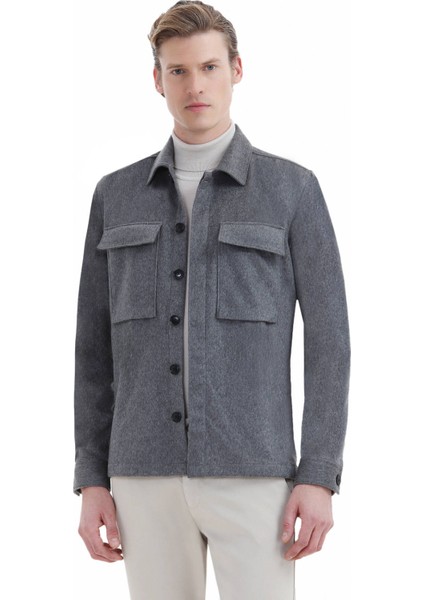 Gri Düz Regular Fit Dokuma %100 Kaşmir Overshırt indirimleri