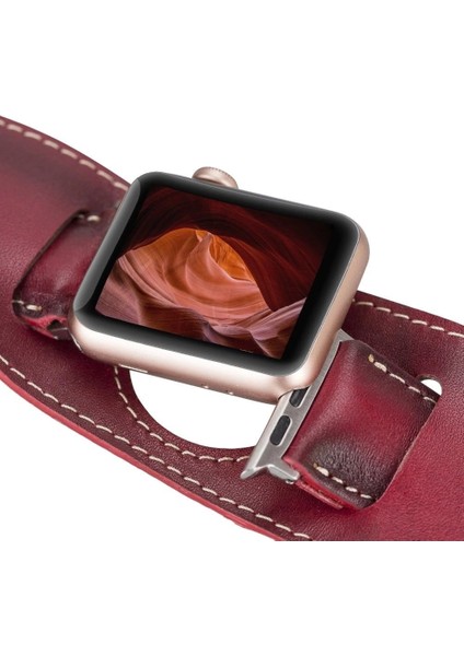 Apple Watch Uyumlu Deri Kordon 42-44-45MM Cuff V4EF fırsatları