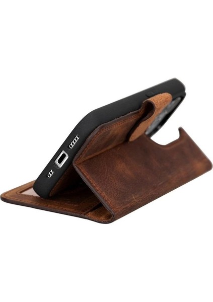 Apple iPhone 15 Pro Uyumlu Deri Cüzdanlı Kılıf Mwwn G2 Kahve modelleri