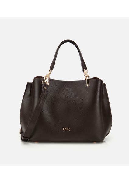 03CAH316700A480 KADIN Deri Kahverengi Fermuarlı Omuz Çantası