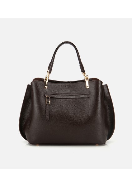 03CAH316700A480 KADIN Deri Kahverengi Fermuarlı Omuz Çantası