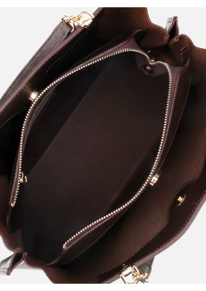 03CAH316700A480 KADIN Deri Kahverengi Fermuarlı Omuz Çantası