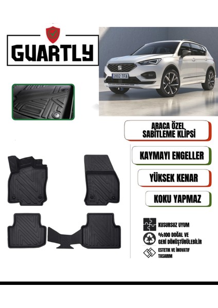 Seat Tarraco 2018 ve Sonrası Uyumlu Araca Özel Premium 4d Havuzlu Paspas Takımı