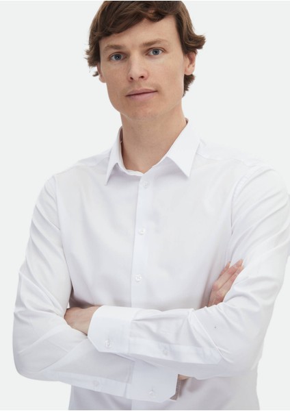 Beyaz Düz Super Slm Fit Dokuma Klasik %100 Pamuk Gömlek modelleri