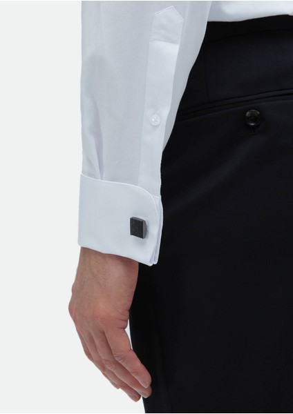 Beyaz Düz Regular Fit Duble Manşet Ata Yaka Smokin Gömlek indirimleri