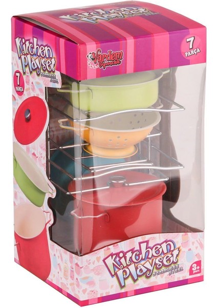 ATF-683G-5 Renkli Raflı Emaye Tencere Tava Seti 7 Parça -Vardem Oyuncak fiyatları