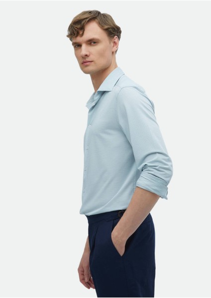 Açık Gri Çizgili Casual Fit Casual Gömlek modelleri