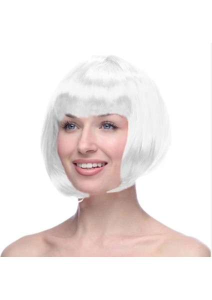 Beyaz Küt Peruk Saç
