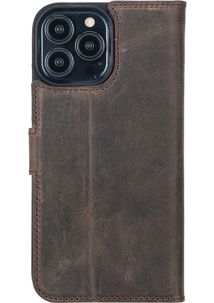 Apple iPhone 13 Pro Max Uyumlu Deri Cüzdanlı Kılıf Acı Kahve modelleri