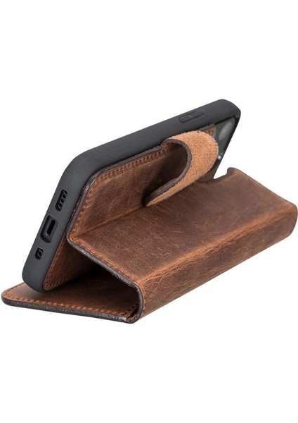 Apple iPhone 12 Mini Uyumlu Deri Cüzdanlı Kılıf G2 Antik Kahve modelleri