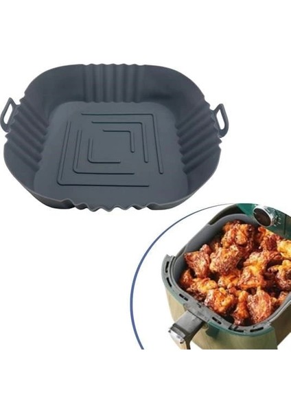 Renkli Isıya Dayanıklı Yıkanılabilir Silikon Fırın Airfryer Kare Model Pişirme Matı 20 cm indirimleri