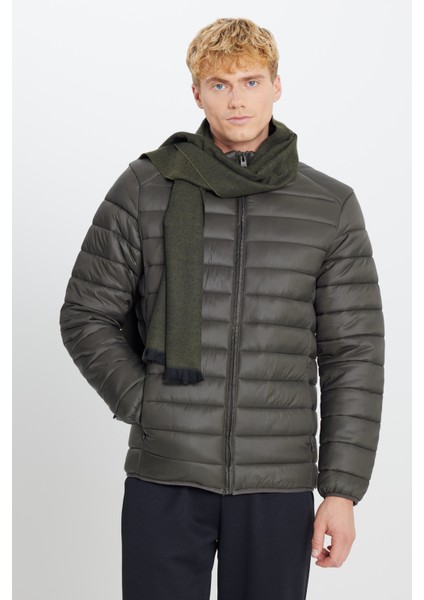 Rüzgar Geçirmez Taşınabilir Çantalı Sıcak Tutan Ultra Hafif Standart Fit Haki Şişme Erkek Mont
