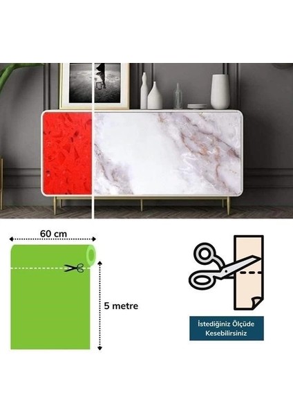 Mermer Desenli Masa Tezgah Mutfak Su Geçirmez Yapışkanlı Folyo Sticker Sarı 5x0,6m