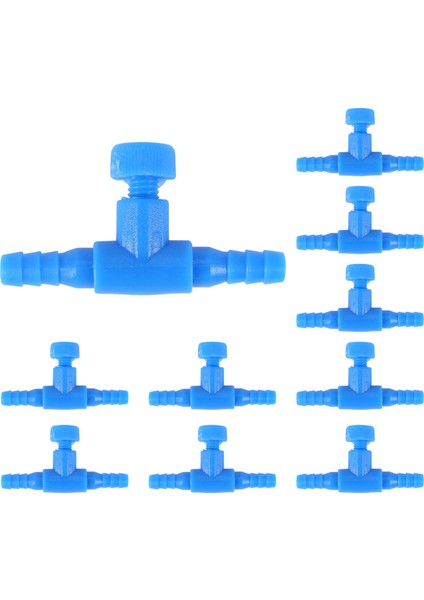 10 Adet Plastik Akvaryum Balık Tankı 2 Yollu Hava Pompası Kontrol Vanaları Mavi (Yurt Dışından)