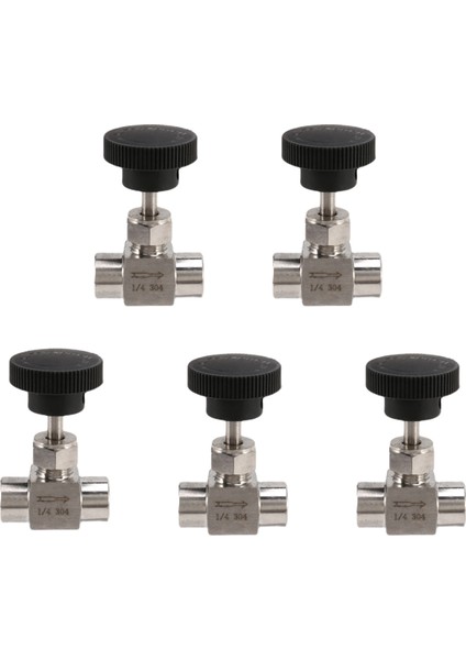 5x 1/4 Inç Bsp Eşit Dişi Iplik Ss 304 Paslanmaz Çelik Akış Kontrolü Kapatış Iğne Valfı (Yurt Dışından)