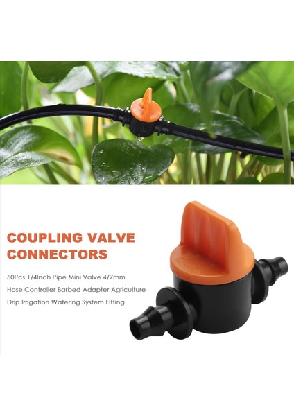 50PCS 1/4inch Boru Mini Valf 4/7mm Hortum Kontrolör Dikenli Adaptör Tarım Damla Sulama Sulama Sistemi Takma (Yurt Dışından) fırsatları