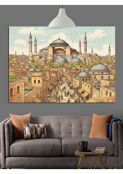 Istanbul Ayasofya Tarihi Şehir Manzarası Dekoratif Kanvas - Mdf Ahşap Tablo
