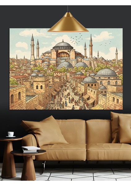 Istanbul Ayasofya Tarihi Şehir Manzarası Dekoratif Kanvas - Mdf Ahşap Tablo fırsatları