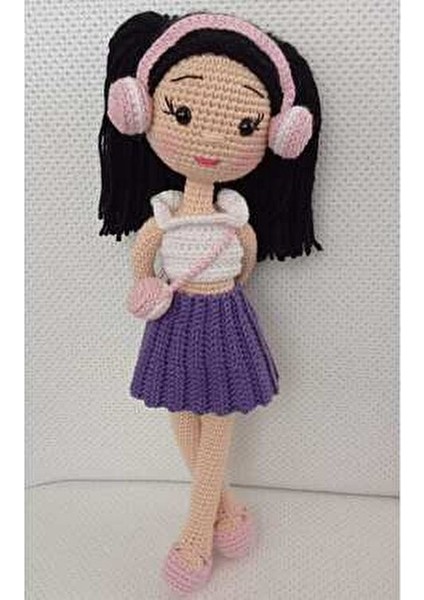 Mor Albeni Bebek Organik Örgü Oyuncak Kız Çocuklar İçin Güvenli ve Eğlenceli 30 cm modelleri